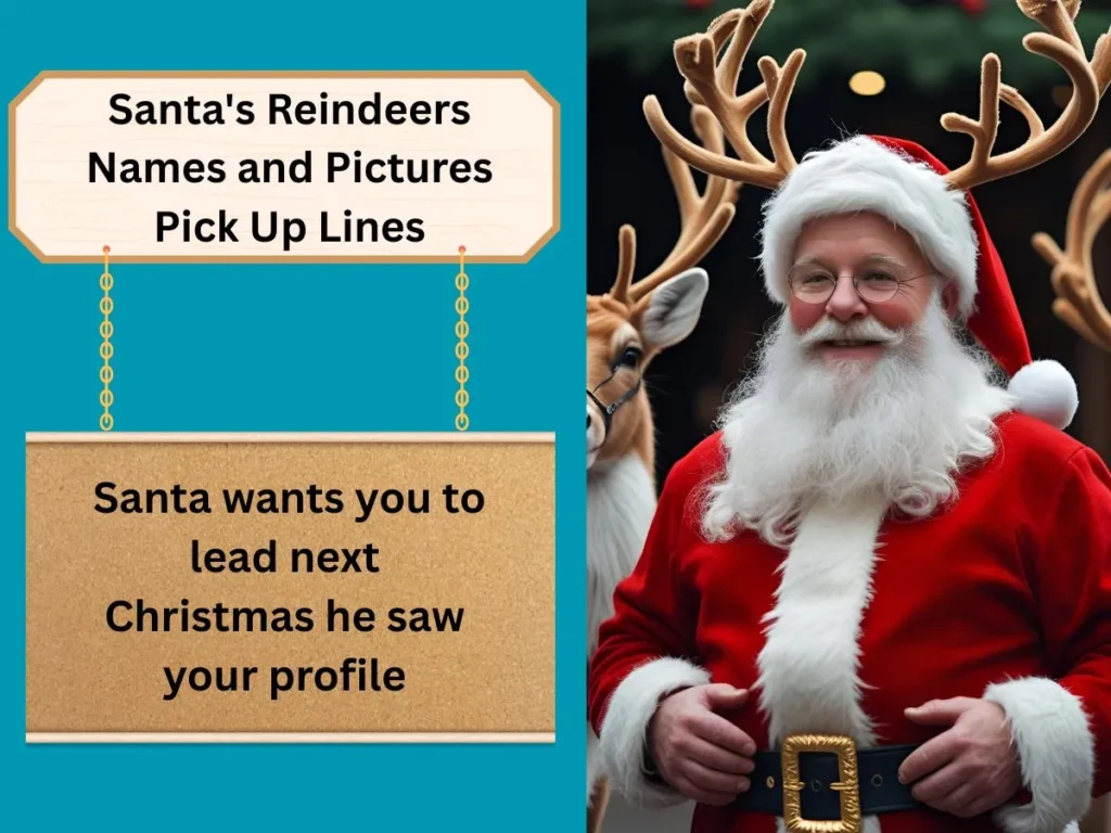 Santa's Reindeers Names and Pictures Pick-Up Lines